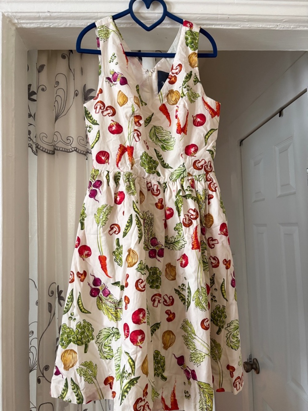 ModCloth White Midi Dress with Multicolor Vegetable Print